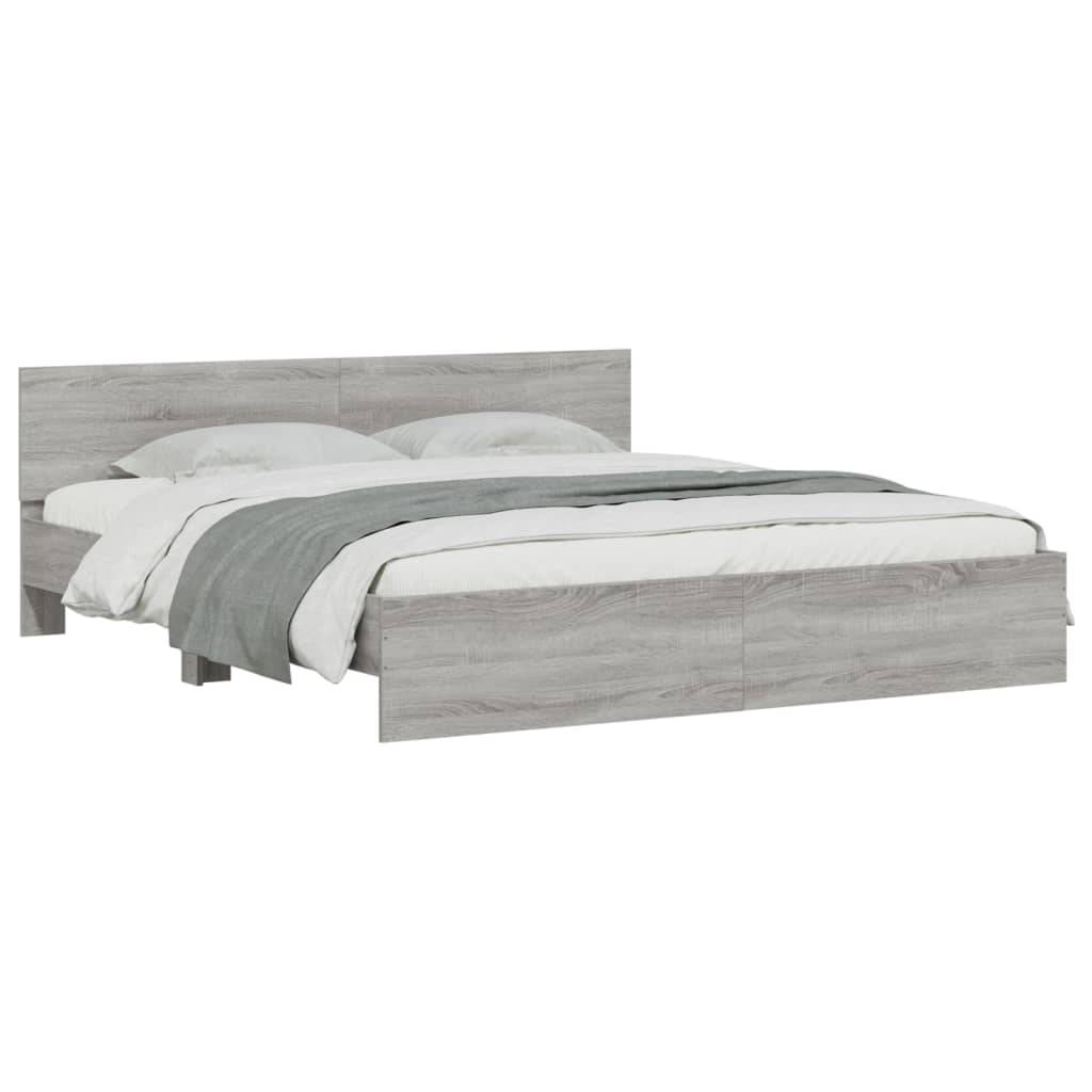 vidaXL Bettgestell mit Kopfteil Grau Sonoma 200x200 cm