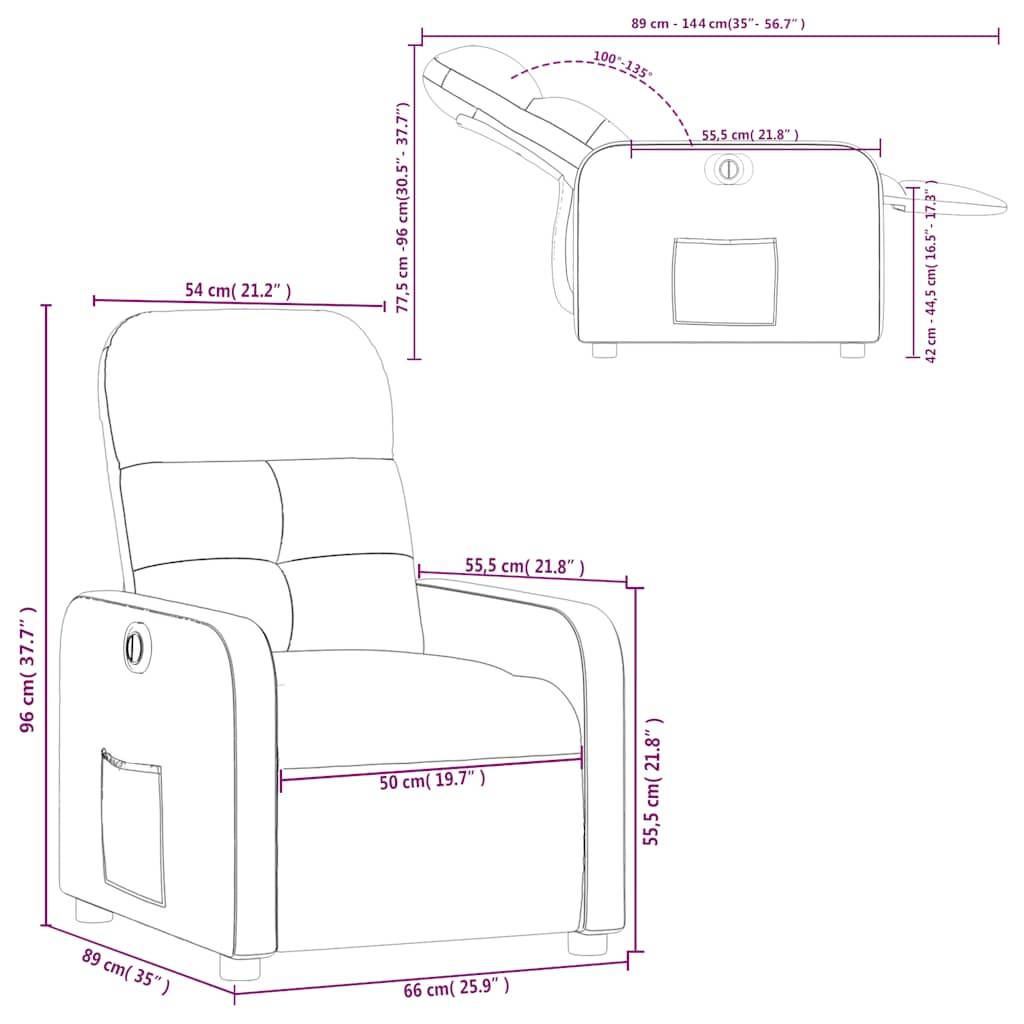 vidaXL Relaxsessel Elektrisch Taupe Stoff