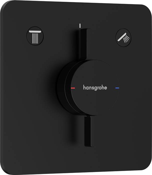 hansgrohe DuoTurn Q Mischer Unterputz für 2 Verbraucher, Mattschwarz mit Thermostat