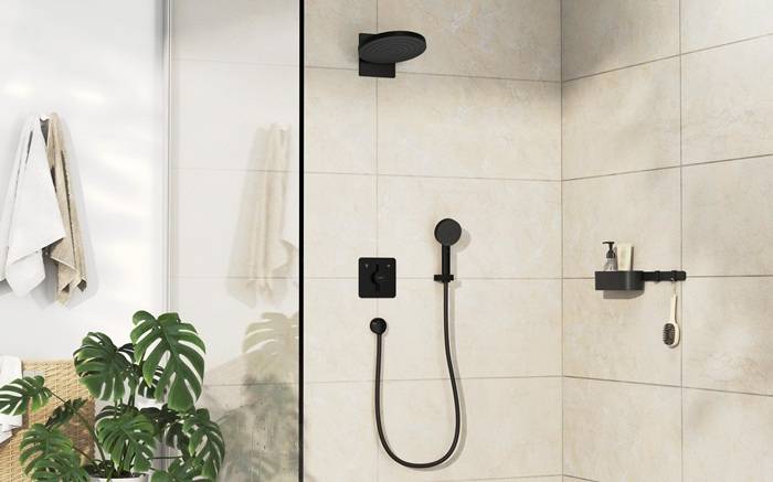 hansgrohe DuoTurn Q Mischer Unterputz für 2 Verbraucher, Mattschwarz mit Thermostat