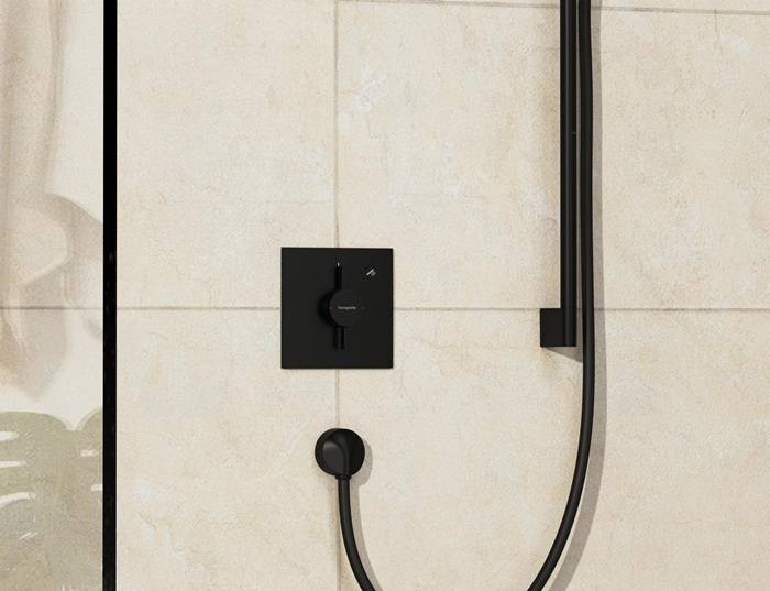 hansgrohe DuoTurn E Mischer Unterputz für 1 Verbraucher, Mattschwarz mit Thermostat