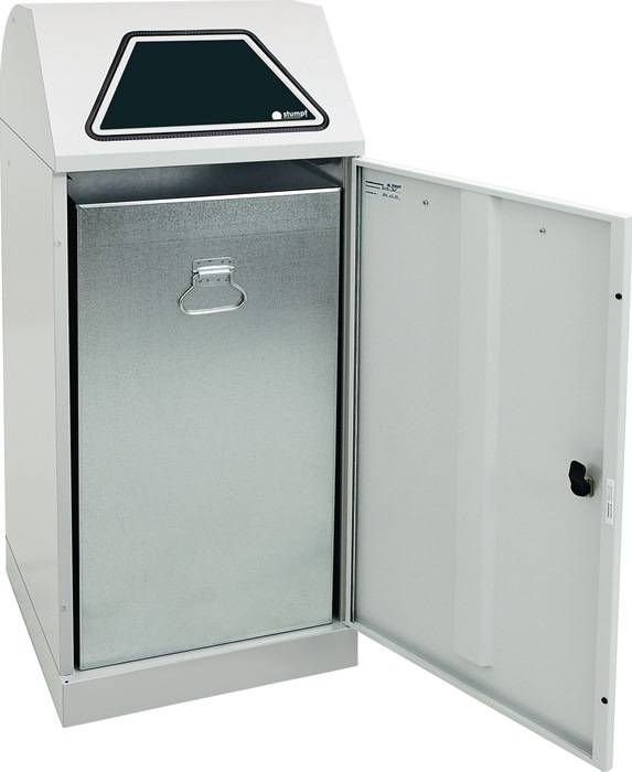Wertstoffsammler 120l H900xB400xT380mm lichtgrau verzinkter Einsatz,o.Trethebel