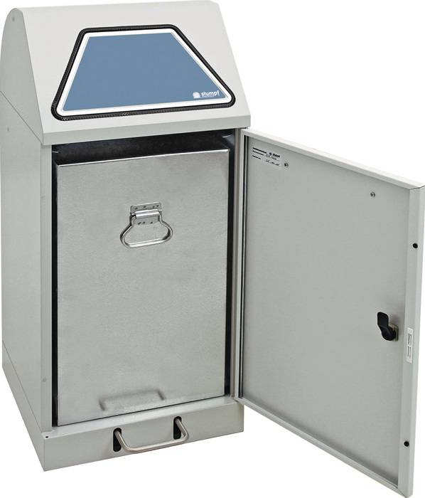 Wertstoffsammler 60l H900xB400xT380mm lichtgrau verzinkter Einsatz,m.Trethebel