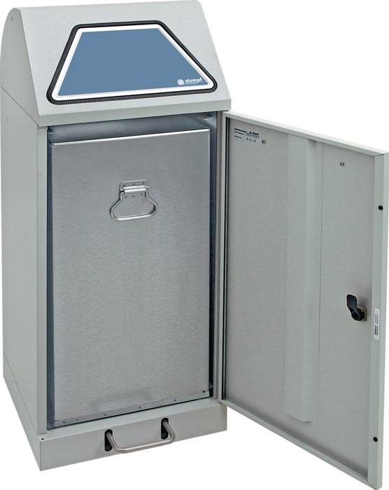 Wertstoffsammler 75l H900xB400xT380mm lichtgrau verzinkter Einsatz,m.Trethebel