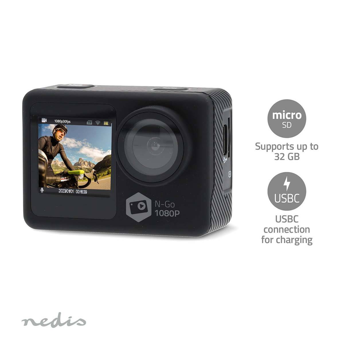 Nedis Action Cam | ACAM31BK | Schwarz