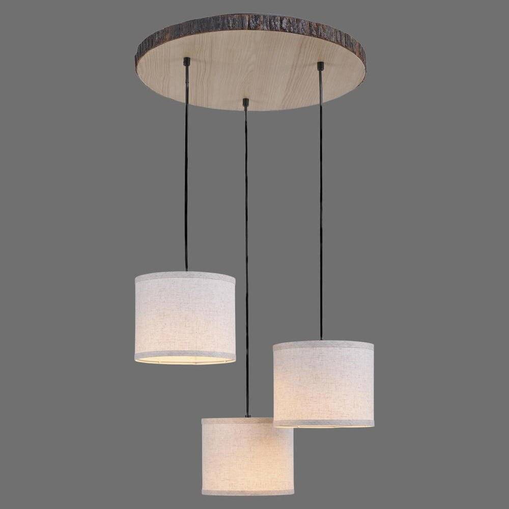 Pendelleuchte Bark in Natur-dunkel E27 3-flammig 520x520mm