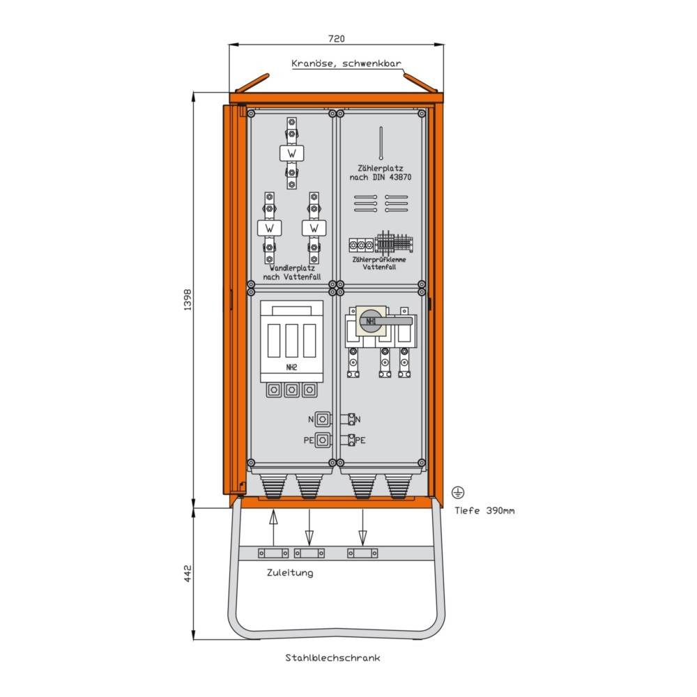 Walther Werke Anschlussschrank 173kVA/1Abg/1Z/1W WA0031B