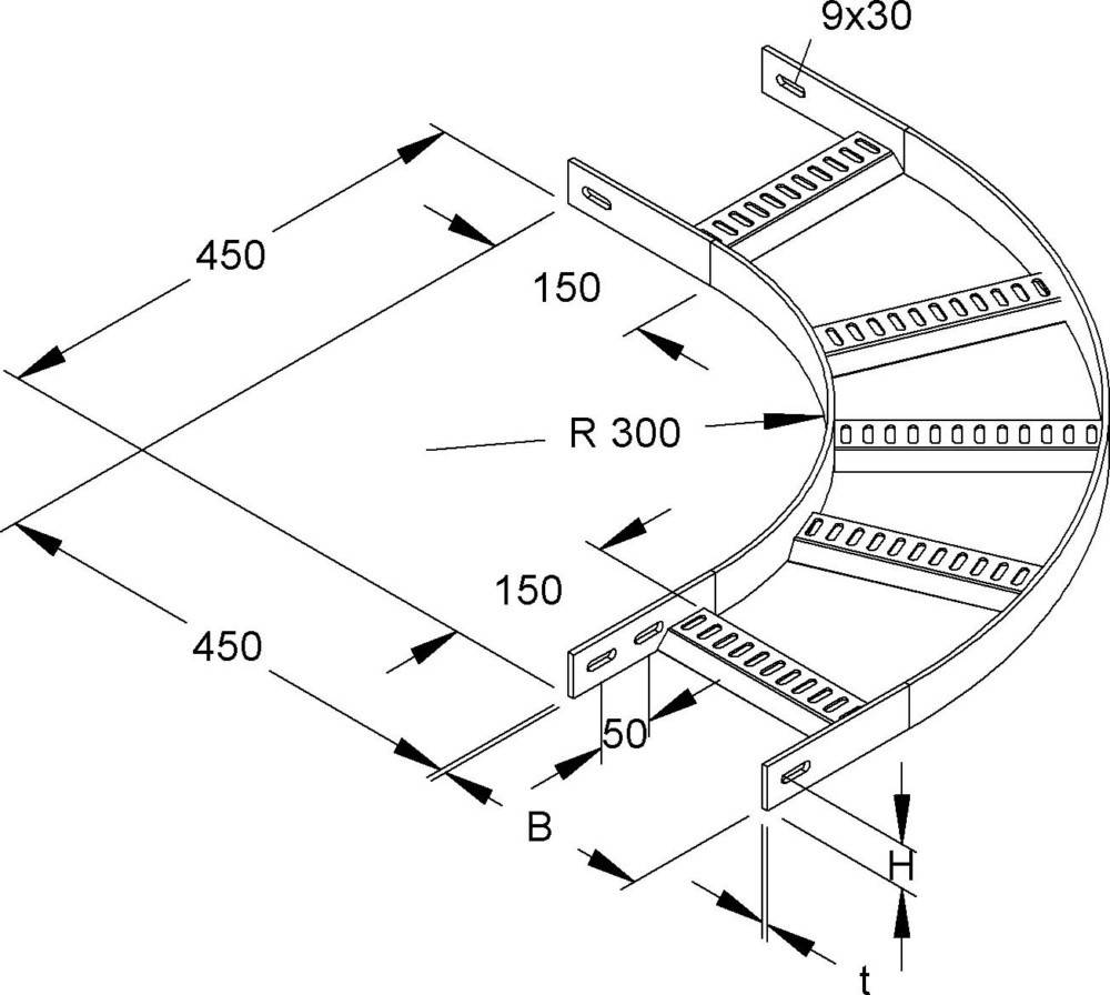 Niedax Bogen 90Gr. 40x300mm KLMUB 40.300 F