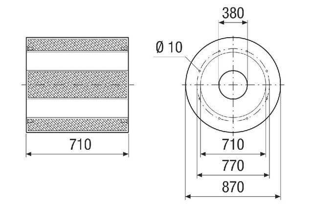 Rohrschalldämpfer RSKI 71/1000 Länge 710, Nennweite 710 von Maico - 0073.0112