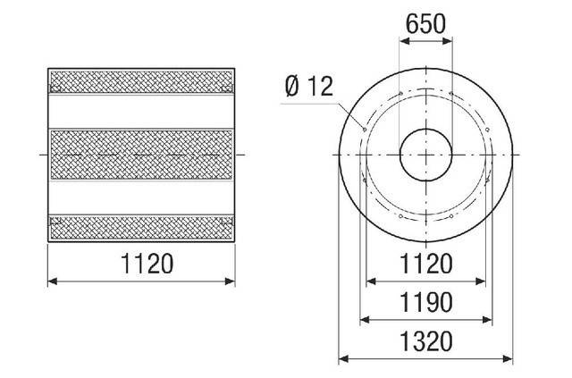 Rohrschalldämpfer RSKI 112/1000 Länge 1120, Nennweite 1120 von Maico - 0073.0253