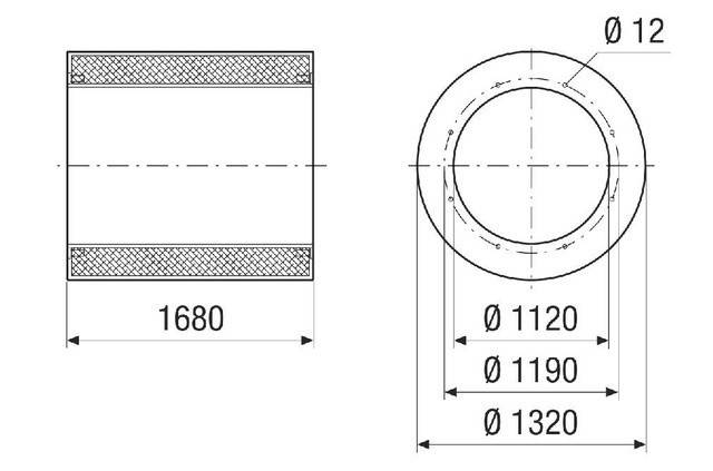 Rohrschalldämpfer RSI 112/1500 Nennweite 1120, Länge 1500 von Maico - 0073.0245