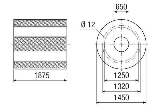 Rohrschalldämpfer RSKI 125/1500 Länge 1875, Nennweite 1250 von Maico - 0073.0257