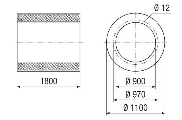 Rohrschalldämpfer RSI 90/2000 Nennweite 900, Länge 2000 von Maico - 0073.0108
