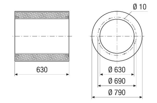 Rohrschalldämpfer RSI 63/1000 Nennweite 630, Länge 1000 von Maico - 0073.0097