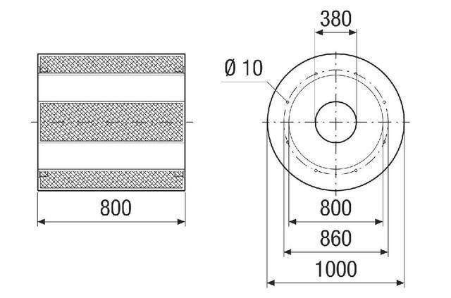 Rohrschalldämpfer RSKI 80/1000 Länge 800, Nennweite 800 von Maico - 0073.0115