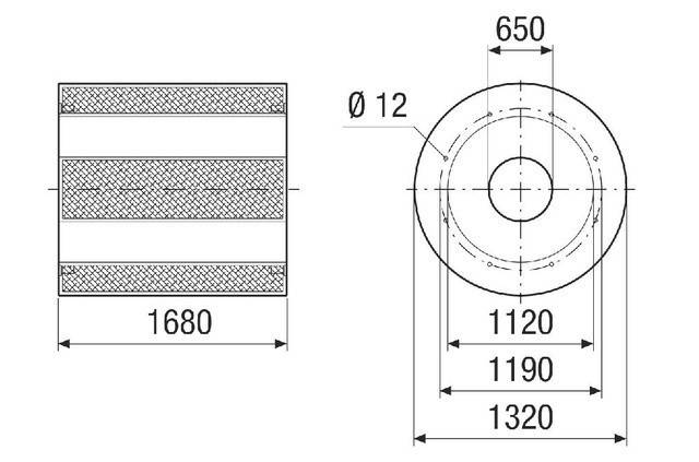 Rohrschalldämpfer RSKI 112/1500 Länge 1680, Nennweite 1120 von Maico - 0073.0254