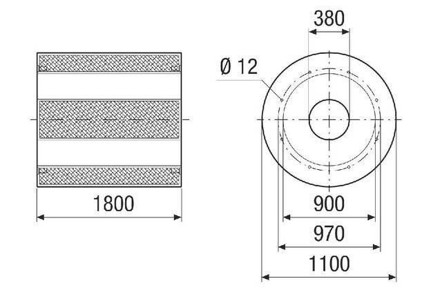 Rohrschalldämpfer RSKI 90/2000 Länge 1800, Nennweite 900 von Maico - 0073.0120
