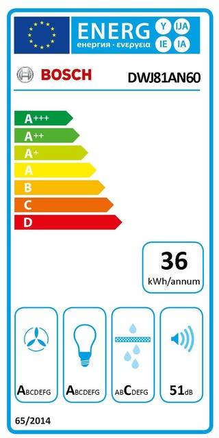 Bosch Serie 6, Umluft-Wandhaube, 80 cm, Klarglas schwarz bedruckt, DWJ81AN60