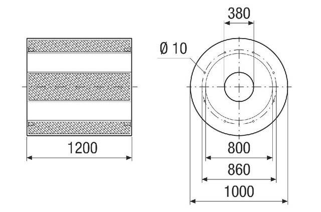 Rohrschalldämpfer RSKI 80/1500 Länge 1200, Nennweite 800 von Maico - 0073.0116