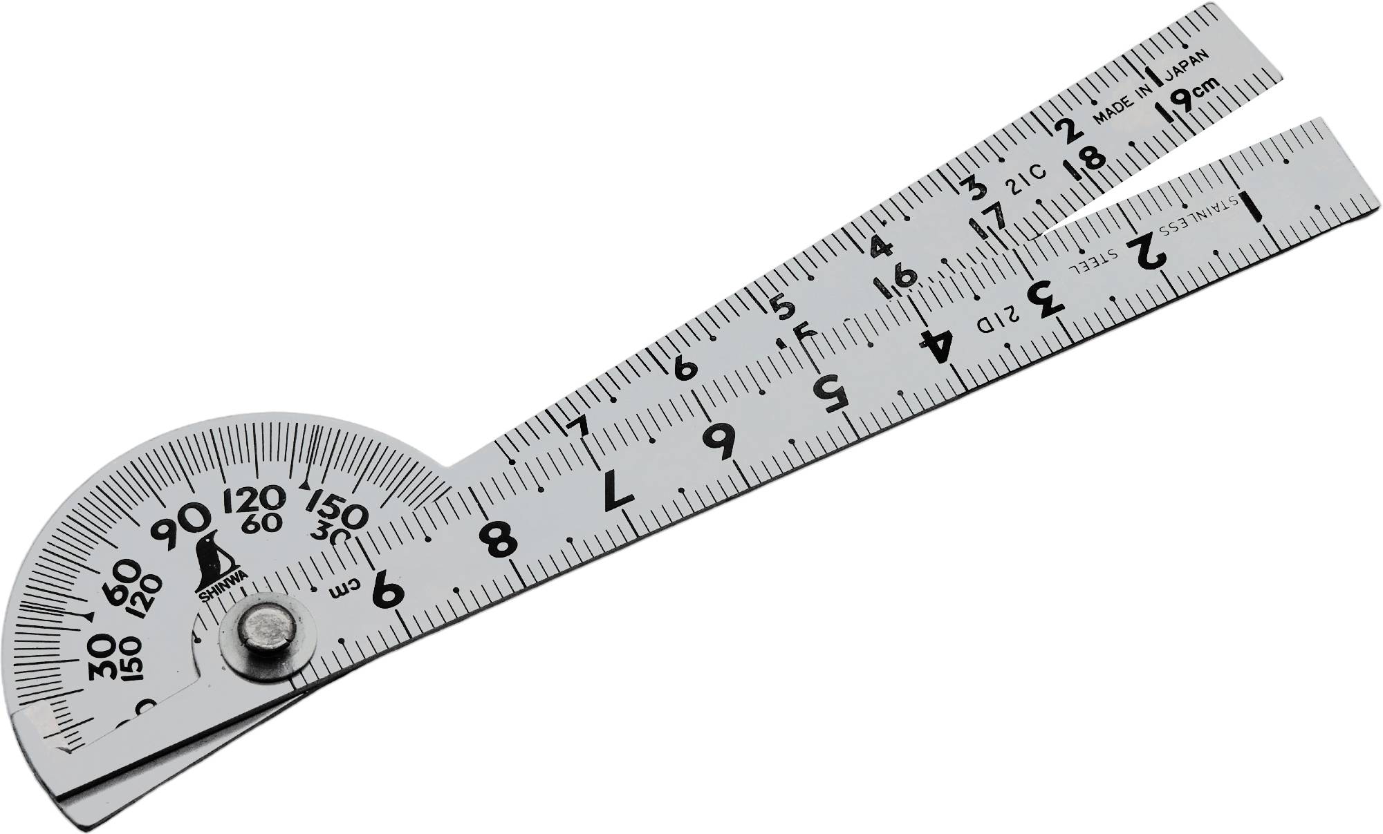 Shinwa 62995 Winkelmesser aus Edelstahl Gradmesser No.40 - by FAMEX - 90°, 10cm