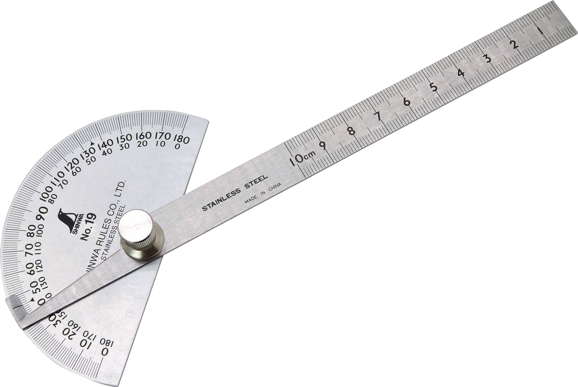 Shinwa 62480 Winkelmesser aus Edelstahl Gradmesser No.19 - by FAMEX - 90°, 10cm