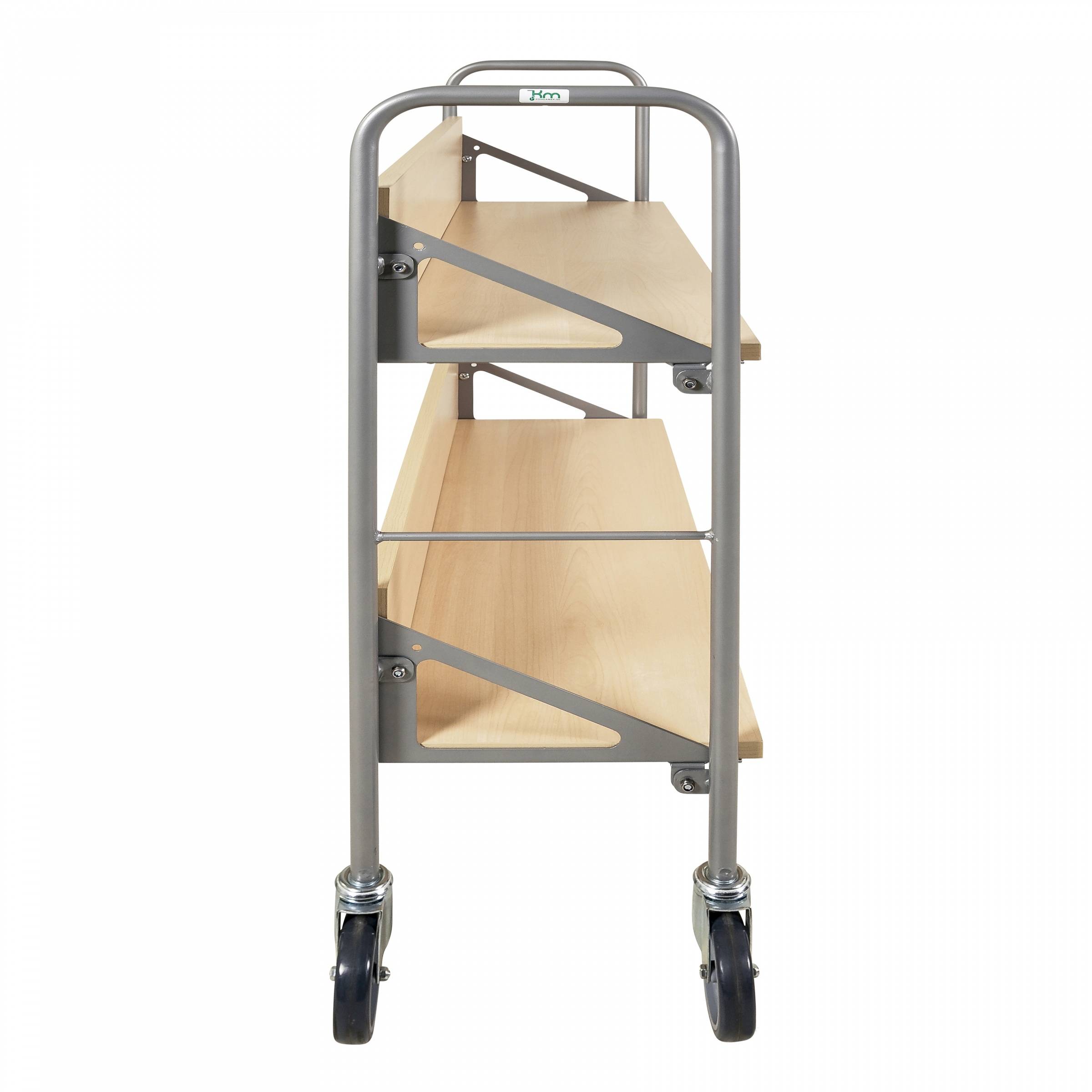 Kongamek Archivwagen in Birkeoptik mit 2 schrägen Böden 820x720mm 4 Buchstützen und 50kg Tragkraf