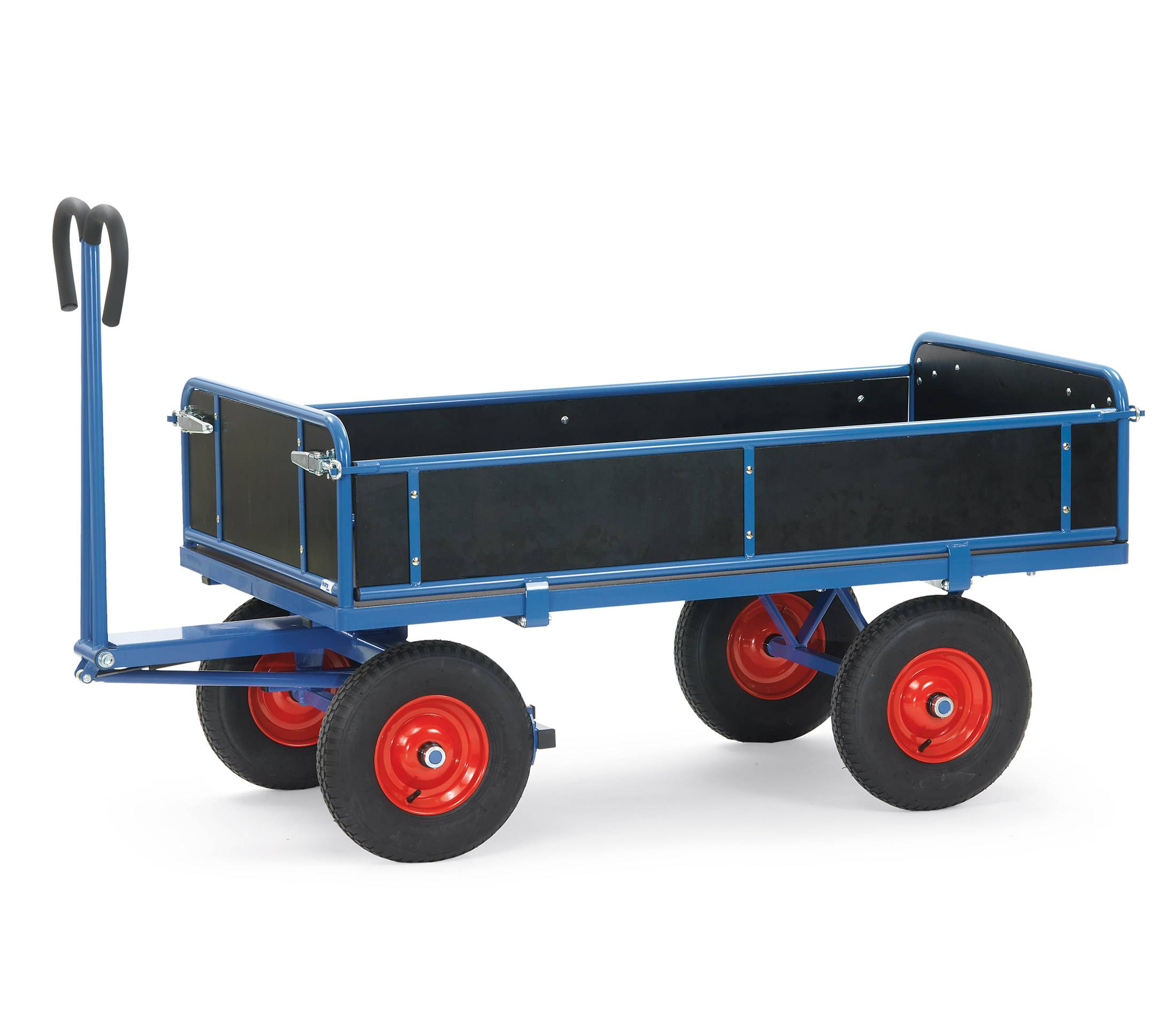 Fetra Handpritschenwagen mit Bordwänden, abklappbar, Zugöse an der Deichsel 400x100mm Luft-Bereifu
