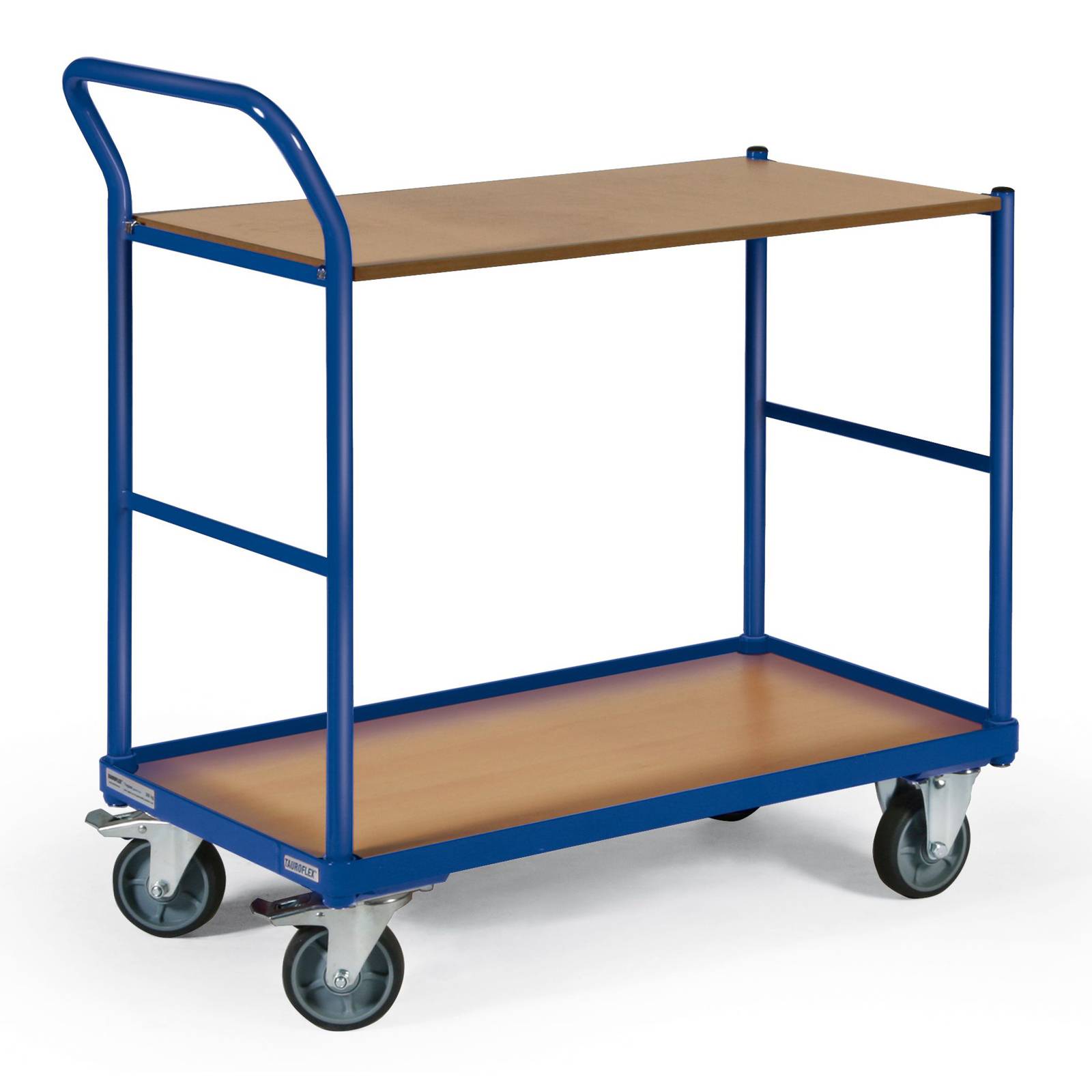 Bako Logistiksysteme Tischwagen ohne Bordkante 2 Ladeflächen und schräg abgewinkeltem Schiebegriff