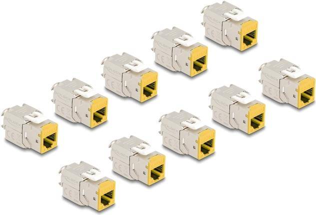 Delock Keystone Modul RJ45 Buchse zu LSA Cat.6A werkzeugfrei gelb Set 10 Stück
