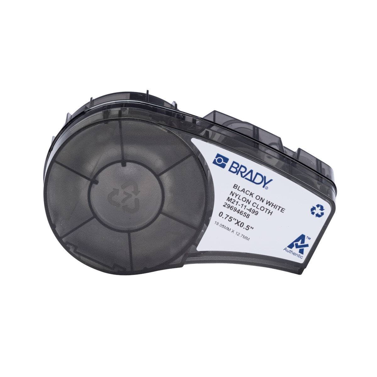 Etiketten aus Nylongewebe für M210/M211 • 19.05 mm x 12.70 mm • Schwarz auf Weiß