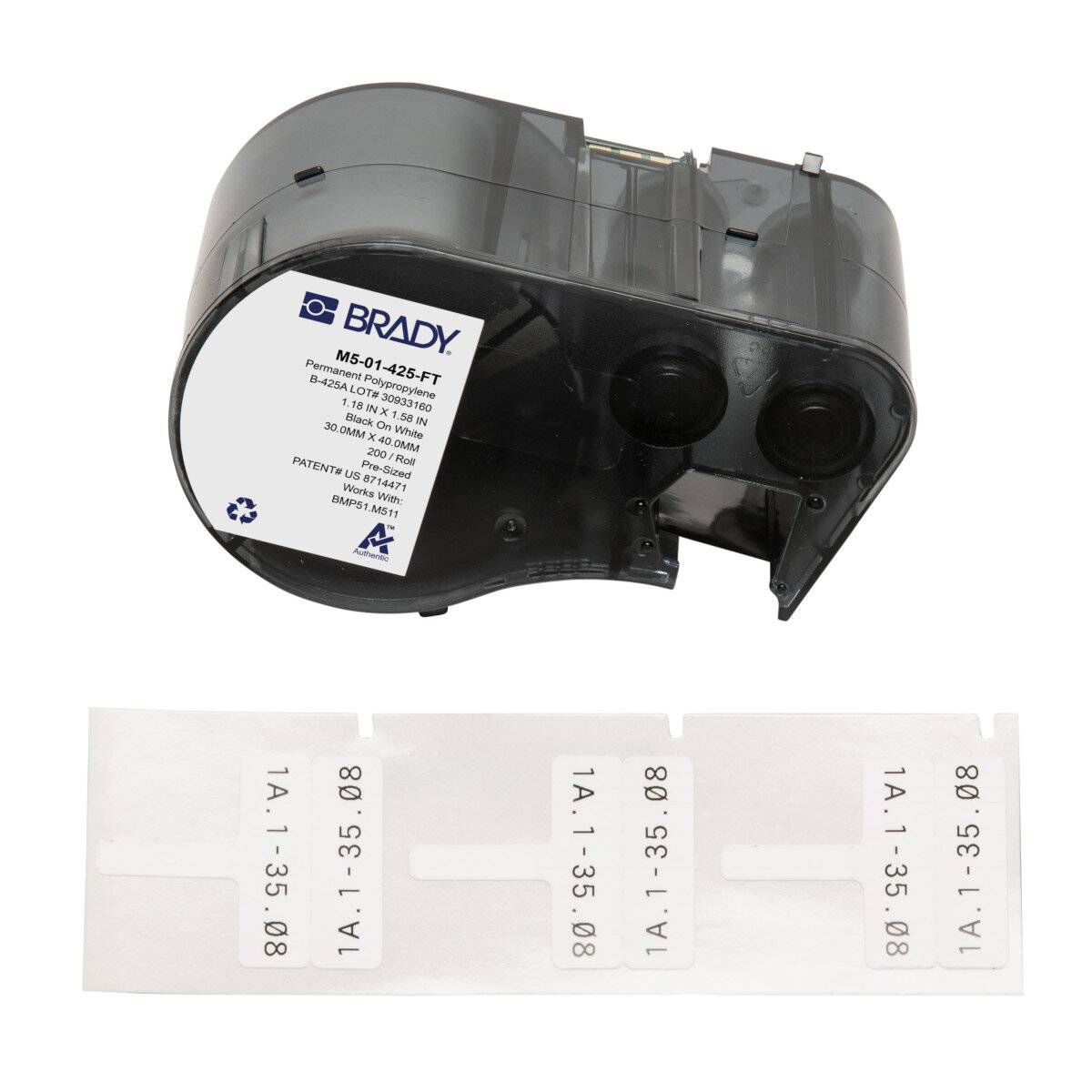 Kabelfähnchen aus Polypropylen, weiß, für M510, BMP51 & M511, 10 x 30 mm, M5-01-425-FT