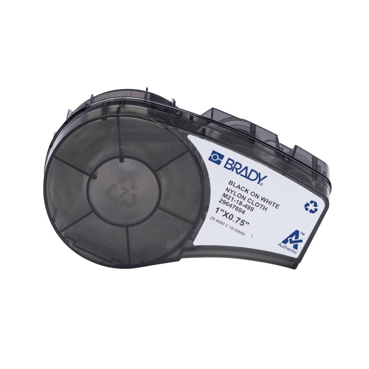 Etiketten aus Nylongewebe für M210/M211 • 25.40 mm x 19.05 mm • Schwarz auf Weiß