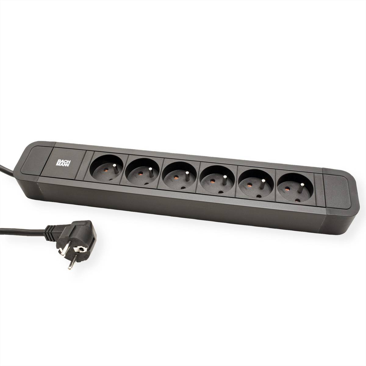 BACHMANN PRIMO 2 6xUTE 2,0m CEE7/7, schwarz, 2 m