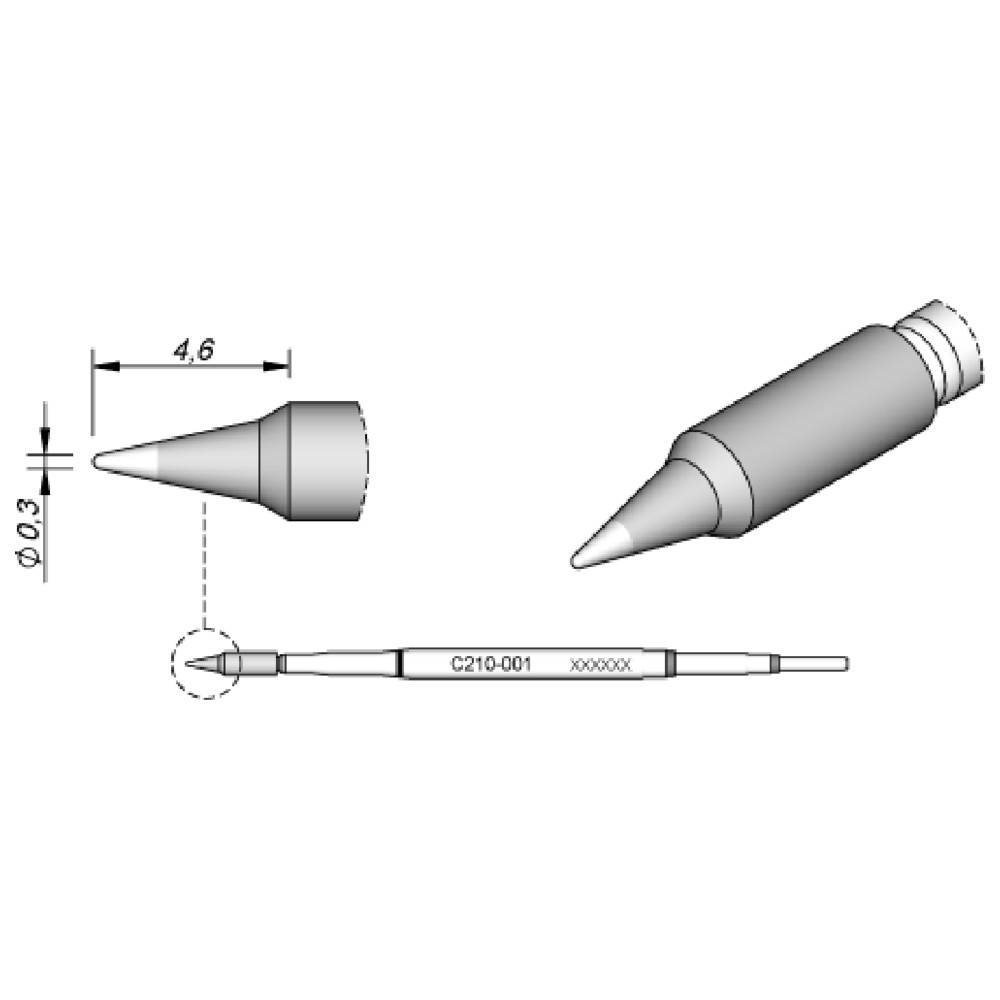 JBC Lötspitze Serie C210, Rundform, C210031/Ø 2,0 mm, abgeschrägt