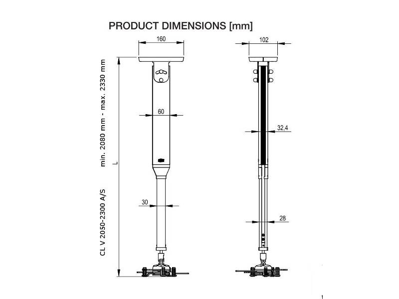 SMS Smart Media Solutions Projector CL V - Zimmerdecke - 12 kg - Silber - Alumin