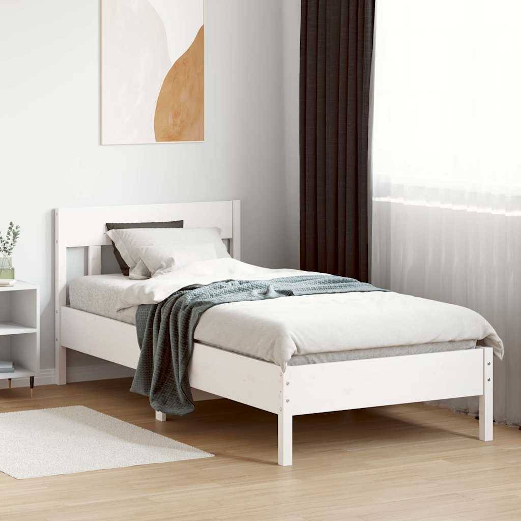 vidaXL Massivholzbett ohne Matratze Weiß 100x200 cm Kiefernholz