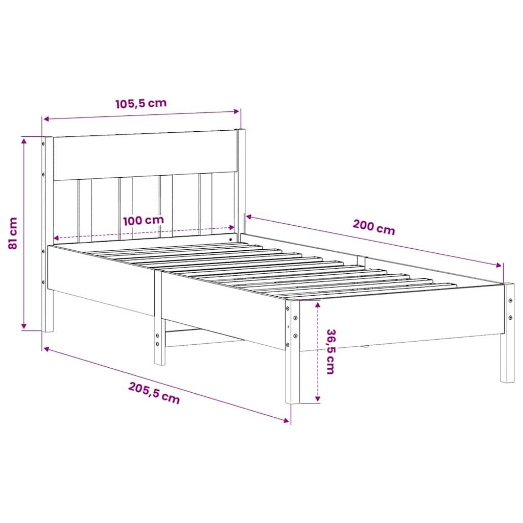 vidaXL Massivholzbett ohne Matratze Weiß 100x200 cm Kiefernholz