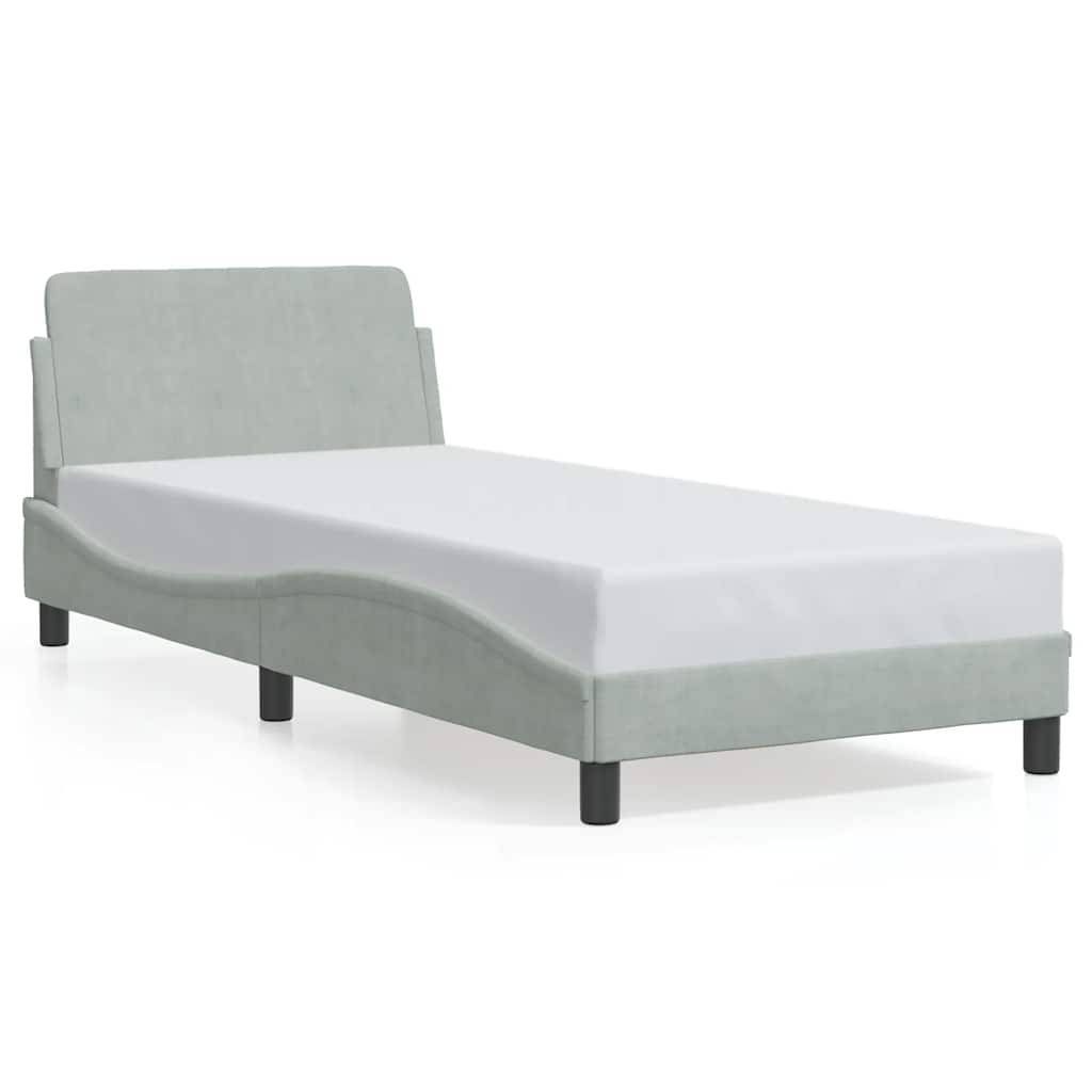 vidaXL Bettgestell ohne Matratze Hellgrau 90x200 cm Samt