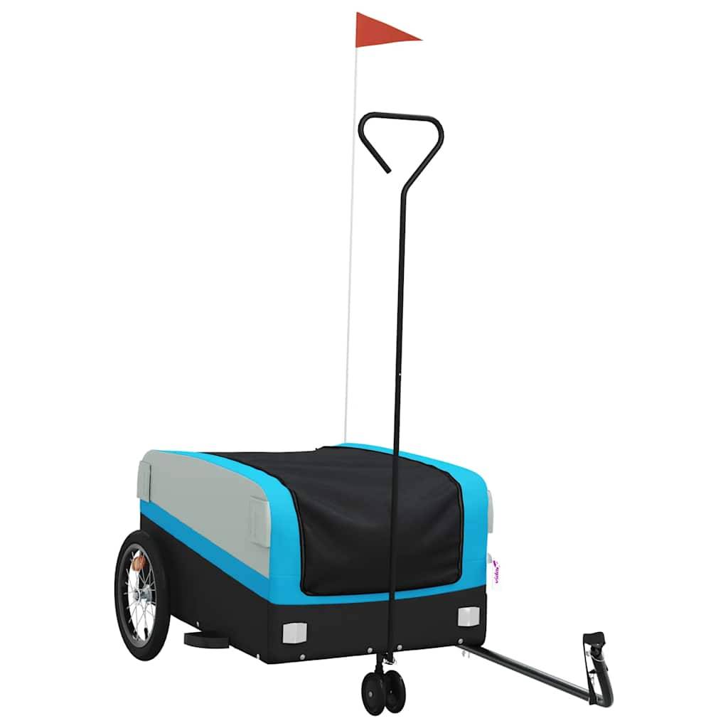 vidaXL Fahrradanhänger Schwarz und Blau 45 kg Eisen