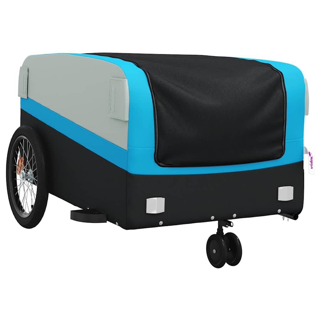vidaXL Fahrradanhänger Schwarz und Blau 45 kg Eisen