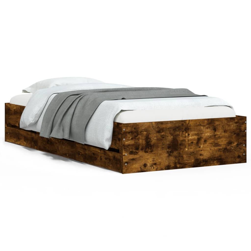 vidaXL Bettgestell mit Schubladen Räuchereiche 75x190 cm Holzwerkstoff