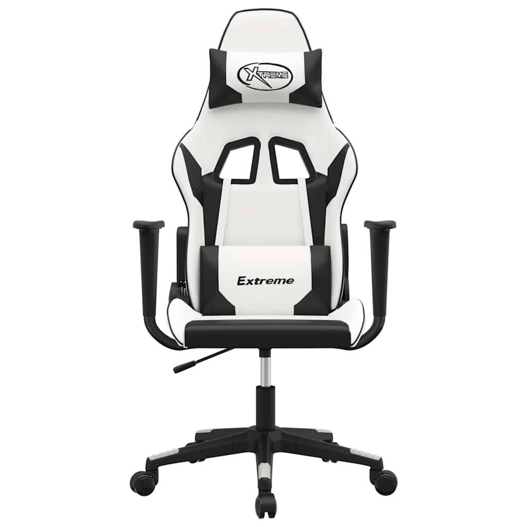 vidaXL Gaming-Stuhl mit Massagefunktion Weiß und Schwarz Kunstleder