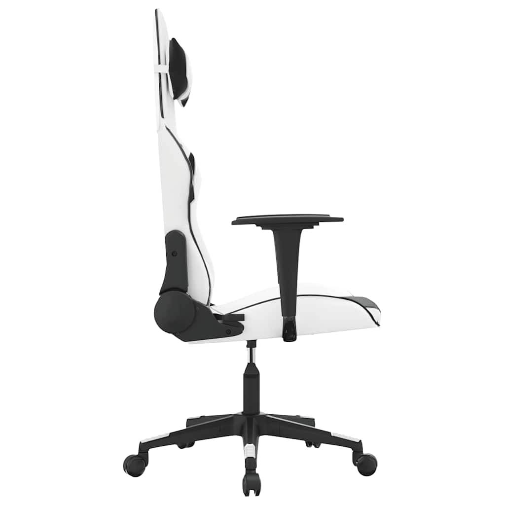 vidaXL Gaming-Stuhl mit Massagefunktion Weiß und Schwarz Kunstleder