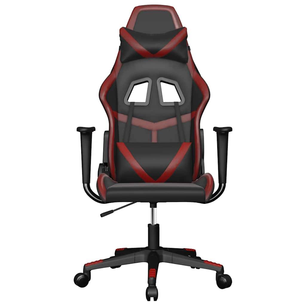vidaXL Gaming-Stuhl mit Massagefunktion Schwarz und Weinrot Kunstleder