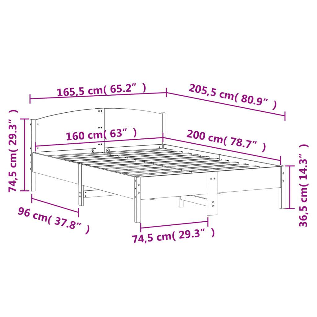 vidaXL Massivholzbett ohne Matratze 160x200 cm Kiefernholz
