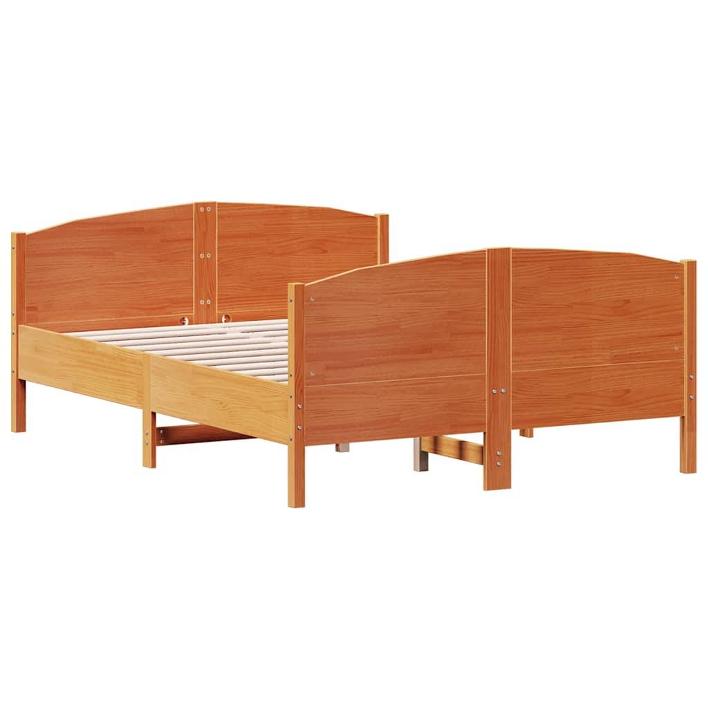vidaXL Massivholzbett ohne Matratze Wachsbraun 140x190 cm Kiefernholz