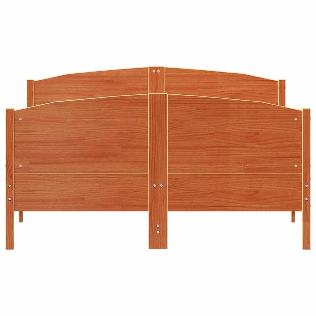 vidaXL Massivholzbett ohne Matratze Wachsbraun 140x190 cm Kiefernholz