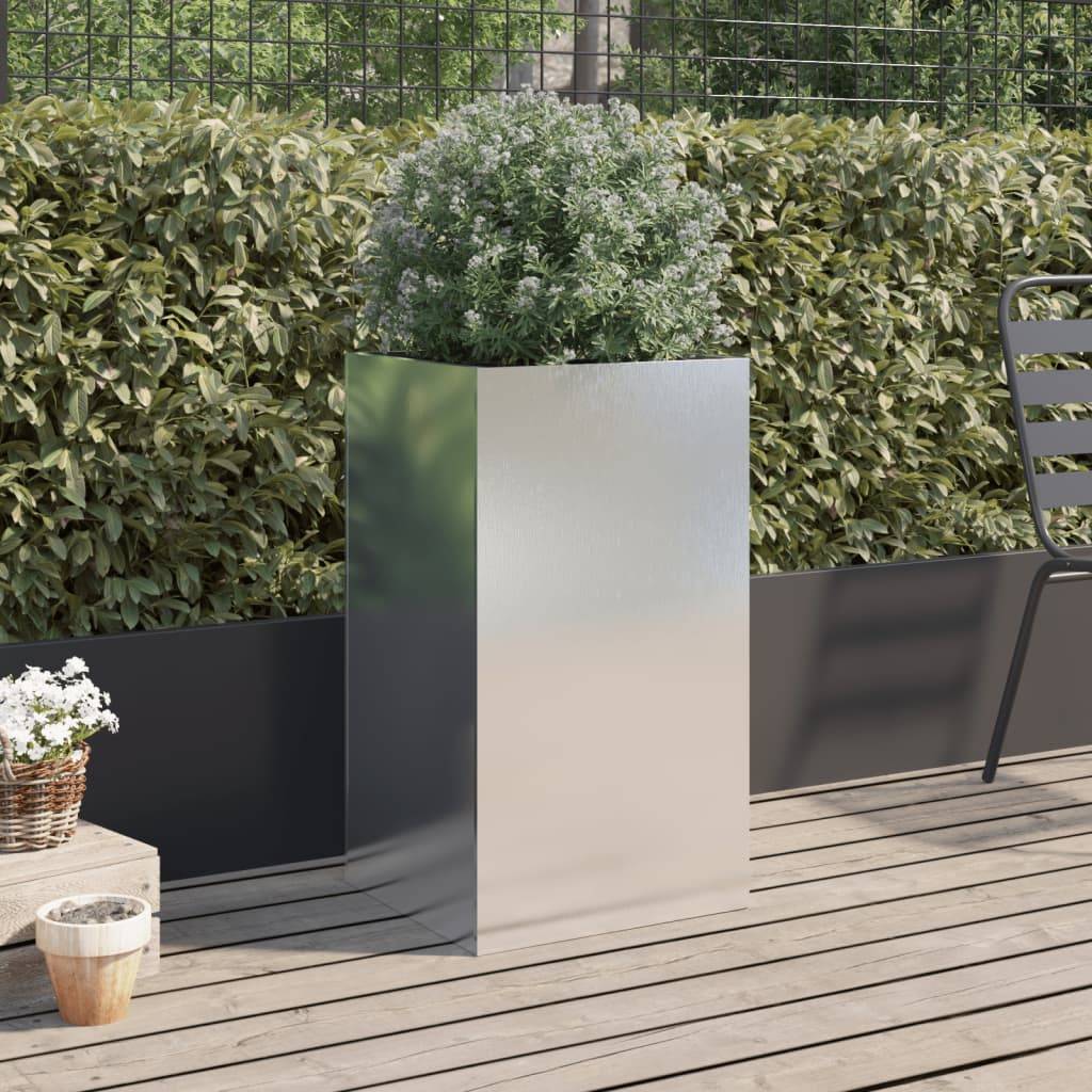 vidaXL Pflanzkübel Silbern 42x38x75 cm Edelstahl