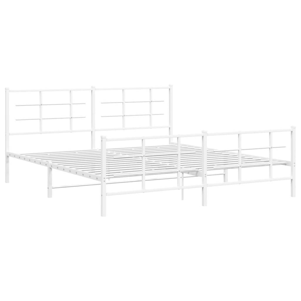 vidaXL Bettgestell mit Kopf- und Fußteil Metall Weiß 183x213 cm