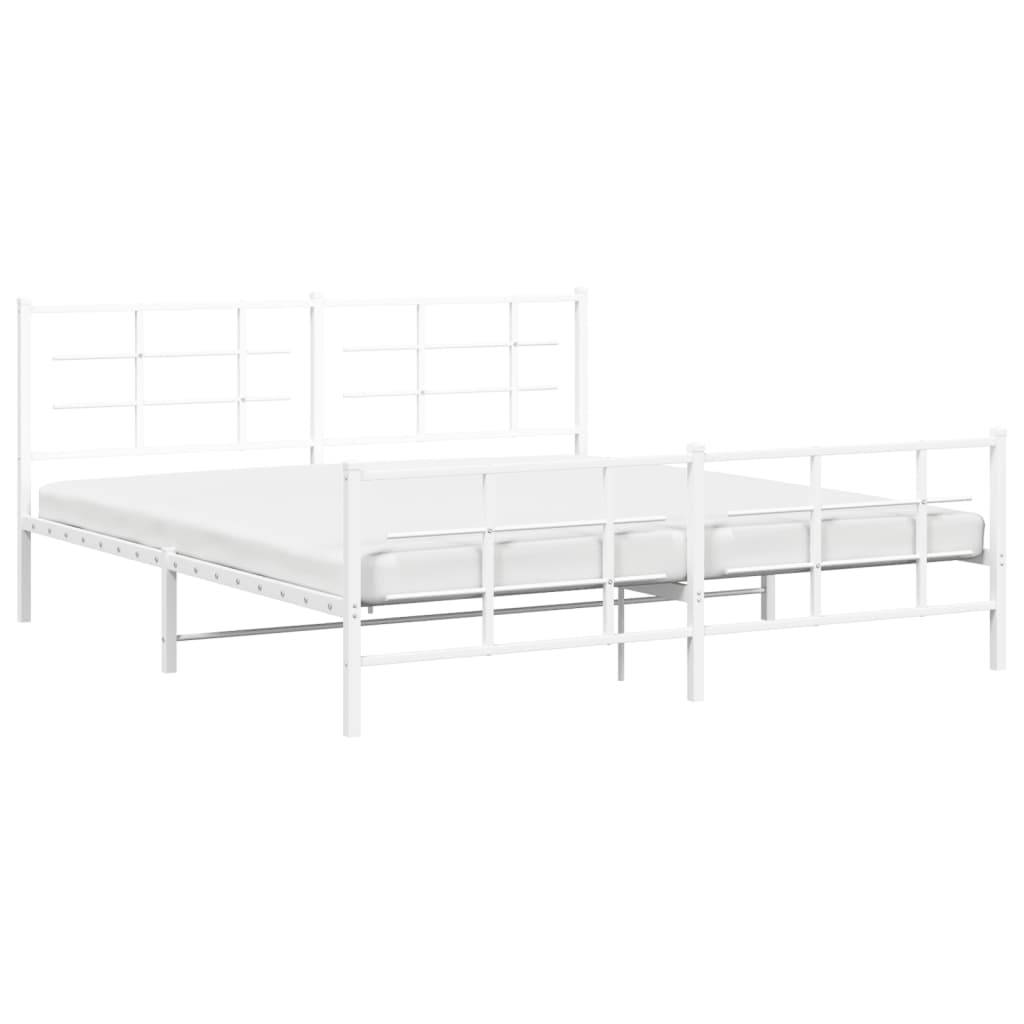 vidaXL Bettgestell mit Kopf- und Fußteil Metall Weiß 183x213 cm